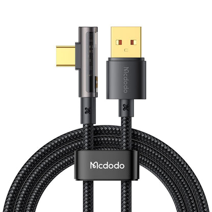 Câble de Données et de Charge USB-A - USB-C McDodo CA-3380 Angled, 100W, 1.2m, Noir