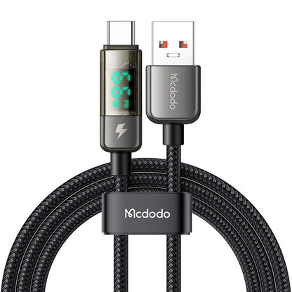 Câble de Données et de Charge USB-A - USB-C McDodo CA-3630 Affichage Auto Power Off, 66W, 1.2m, Noir