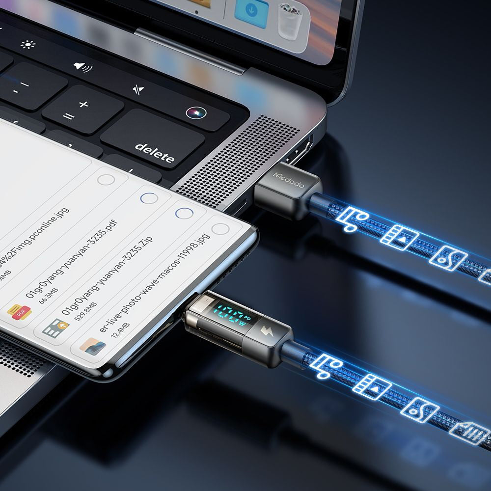 Câble de Données et de Charge USB-A - USB-C McDodo CA-3630 Affichage Auto Power Off, 66W, 1.2m, Noir