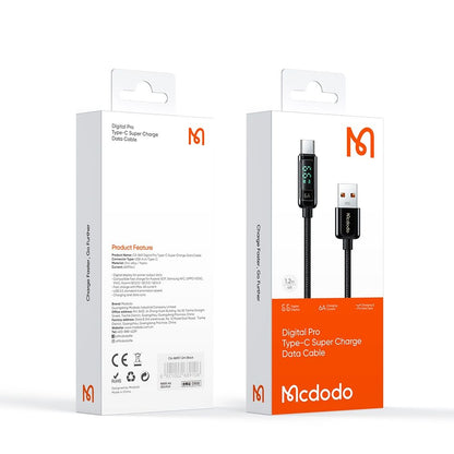 Câble de Données et de Charge USB-A - USB-C McDodo CA-8690 Display, 66W, 1.2m, Noir