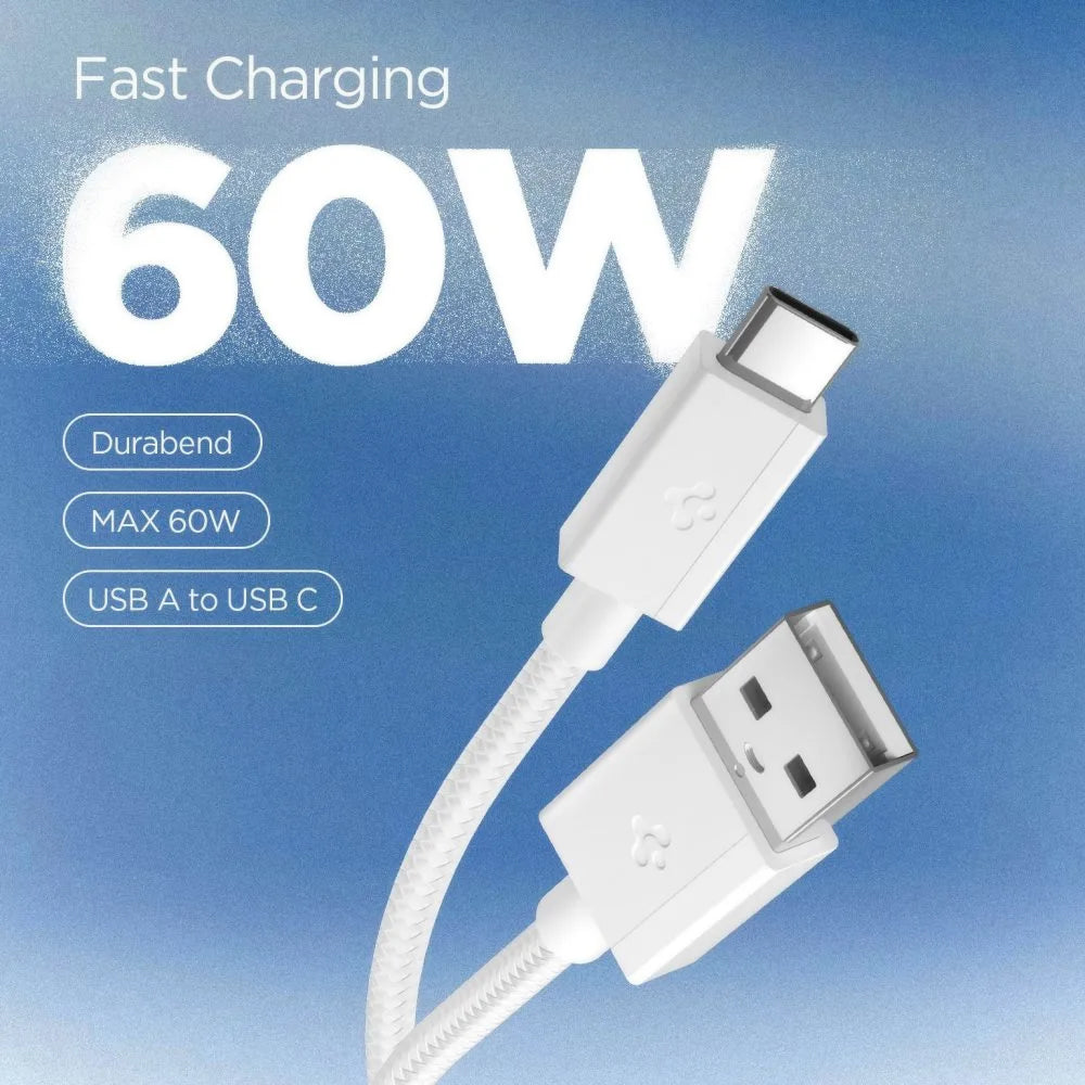 Câble de données et de charge USB-A - USB-C Spigen EB6015AC, 60W, 1,5m, Blanc ACA10413