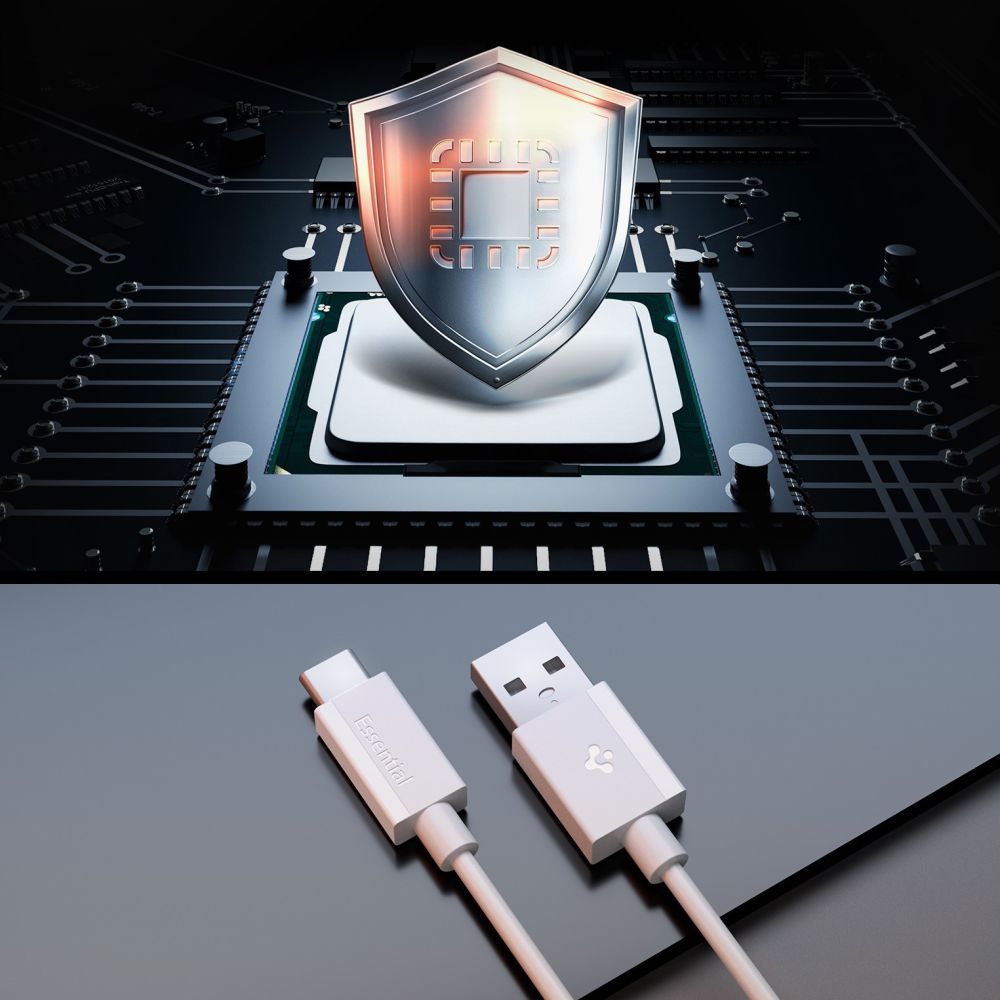 Câble de Données et de Charge USB-A - USB-C Spigen Essential, 60W, 1m, Blanc