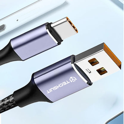 Câble de Données et de Charge USB-A - USB-C Techsuit PCB018, 100W, 1m, Noir
