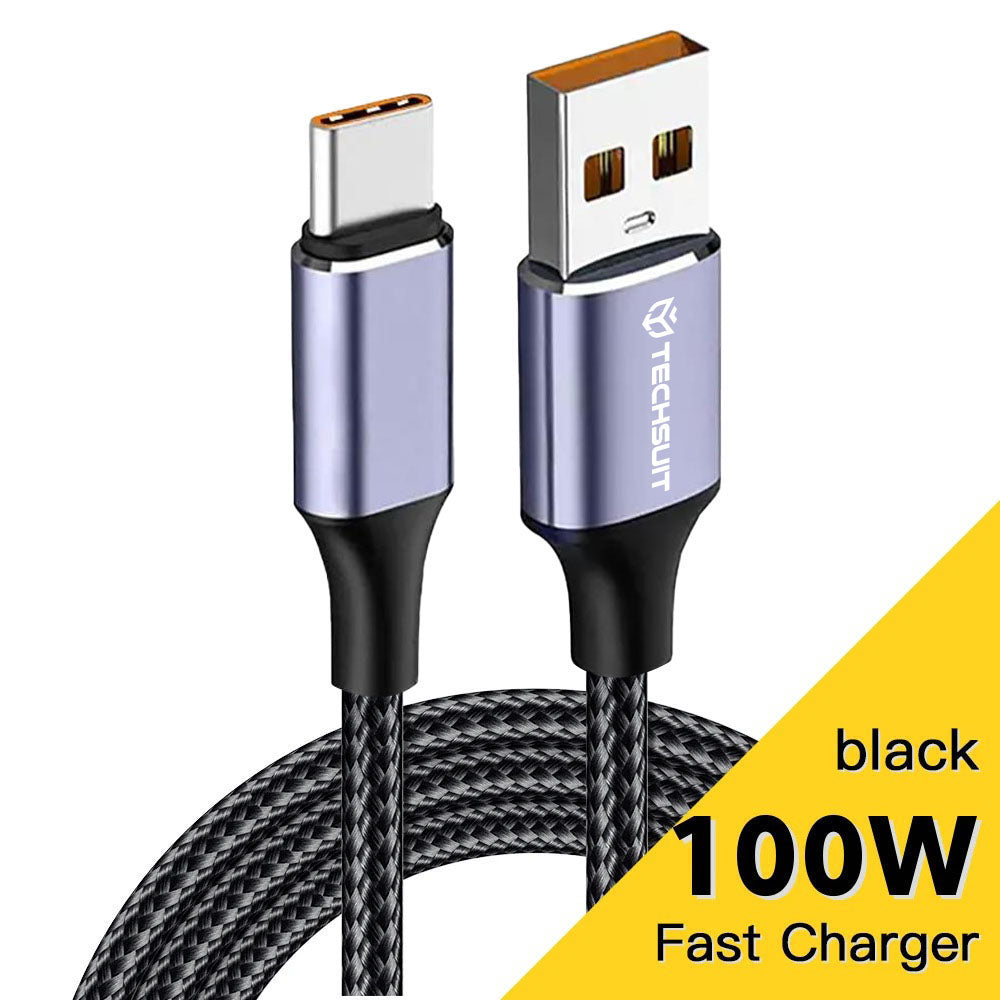 Câble de Données et de Charge USB-A - USB-C Techsuit PCB018, 100W, 1m, Noir