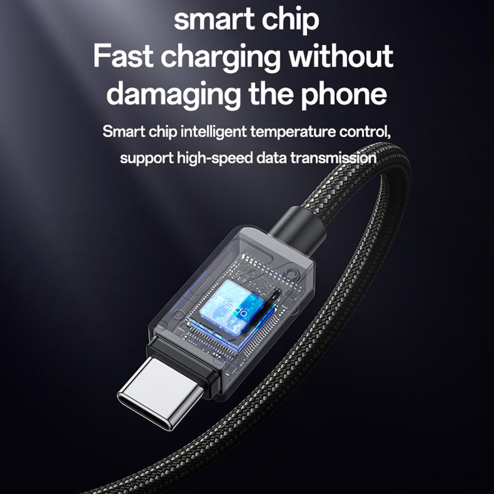 USB-A to USB-C Data and Charging Cable Yesido CA135C, 18W, 1.2m, Black