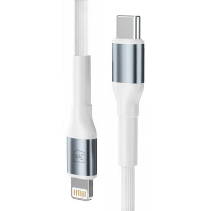 Câble de données et de charge USB-C - Lightning 3MK Hyper N, 27W, 1m, Blanc
