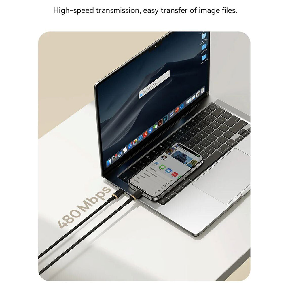 Câble de Données et de Charge USB-C - Lightning Baseus Dura Series, 20W, 2m, Rouge Noir E0420802