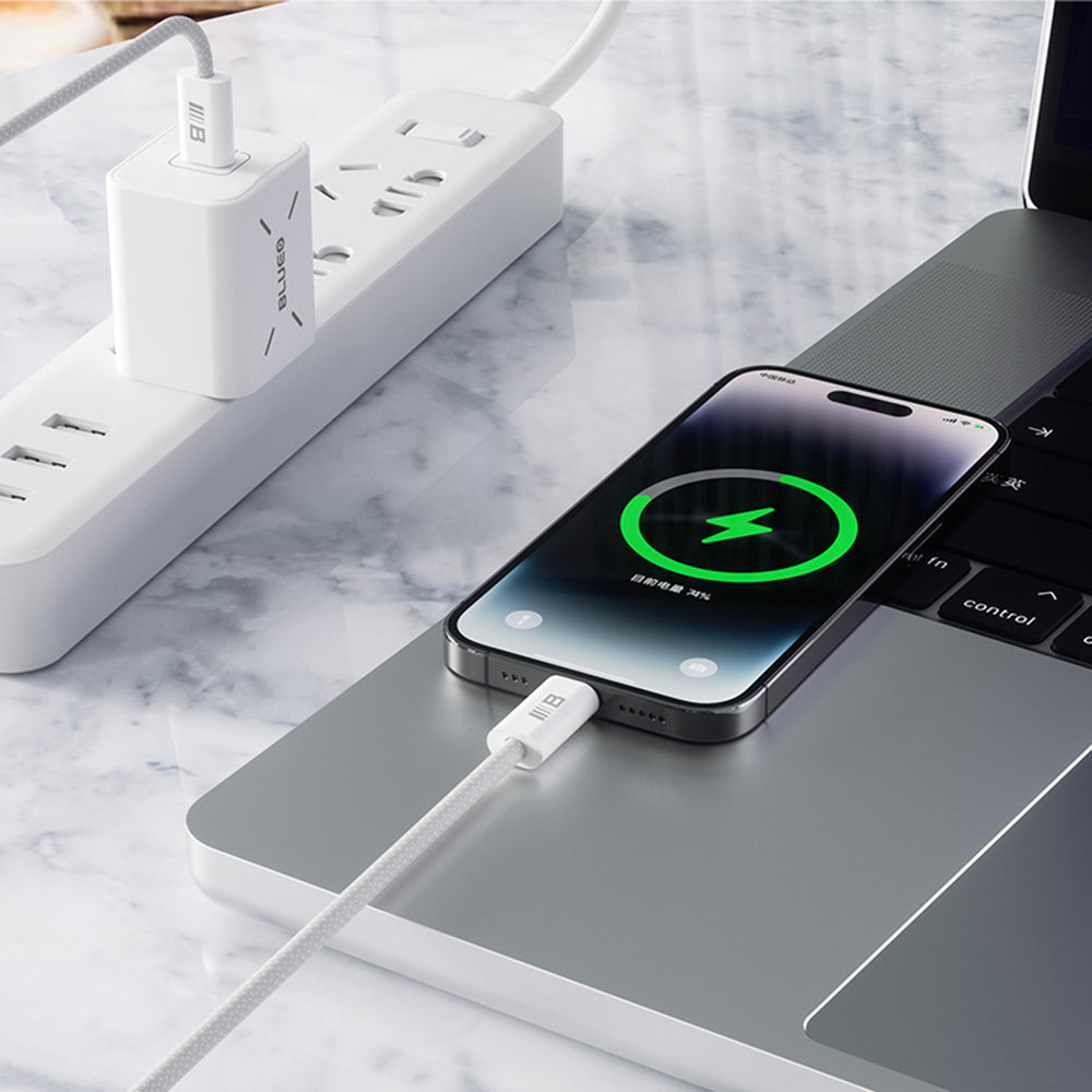 Câble de Données et de Charge USB-C - Lightning Blueo, 20W, 2m, Blanc