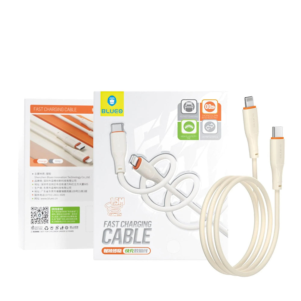 Câble de Données et de Charge USB-C - Lightning Blueo Ape Legend, 20W, 1.5m, Orange