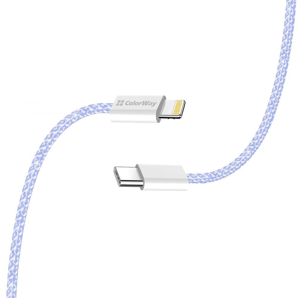 USB-C to Lightning Data and Charging Cable ColorWay CW-CBPDCL061, 27W, 1m, Purple