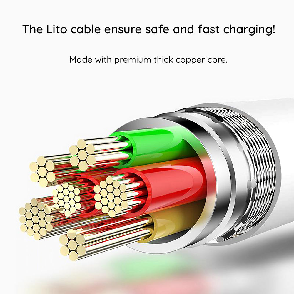 Câble de Données et de Charge USB-C - Lightning Lito LD03, 27W, 1m, Blanc