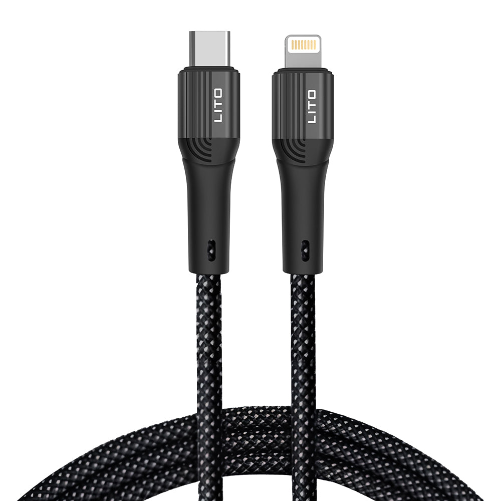 Câble de Données et de Charge USB-C - Lightning Lito LD14CL, 30W, 1m, Noir