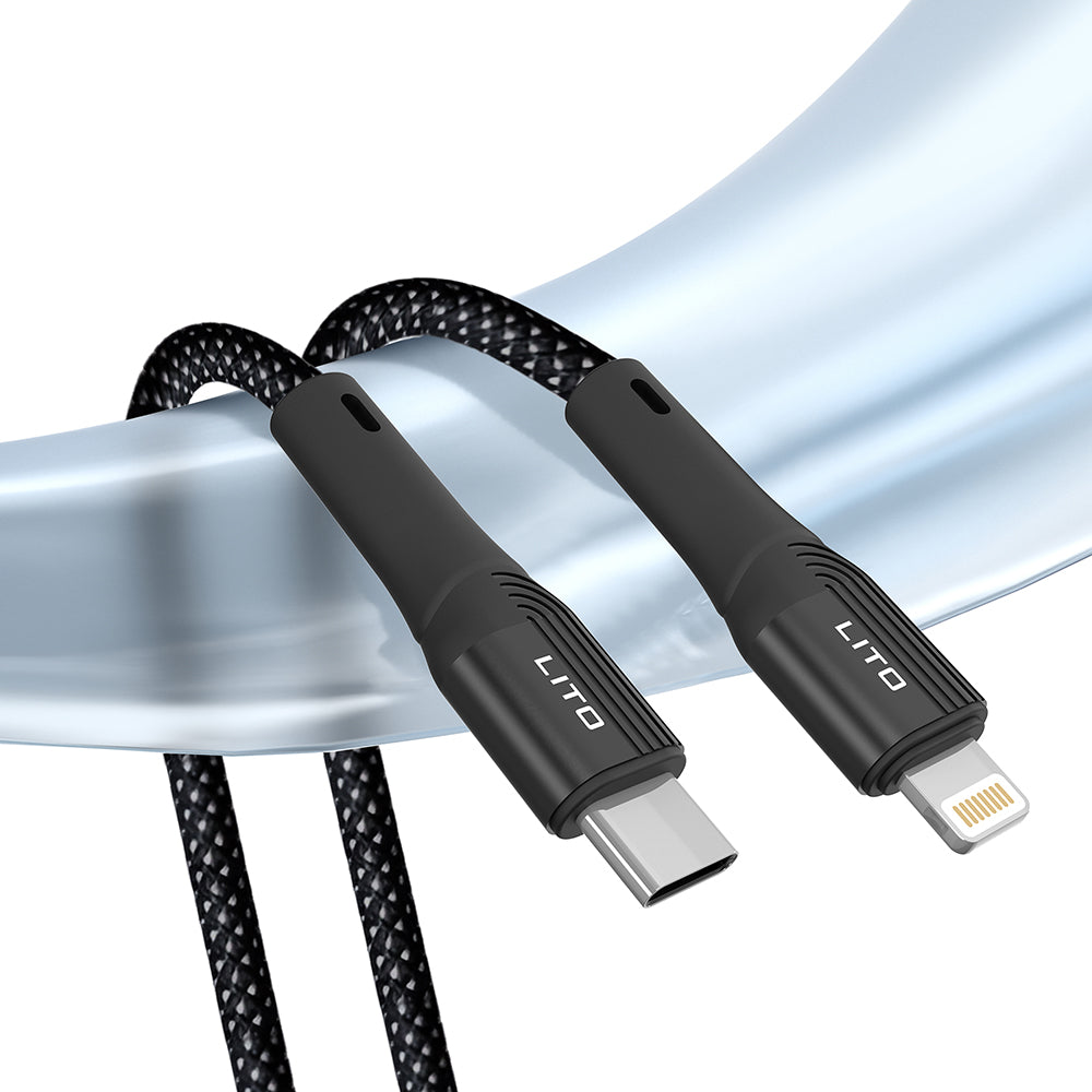 Câble de Données et de Charge USB-C - Lightning Lito LD14CL, 30W, 1m, Noir