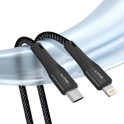 Câble de Données et de Charge USB-C - Lightning Lito LD14CL, 30W, 1m, Noir