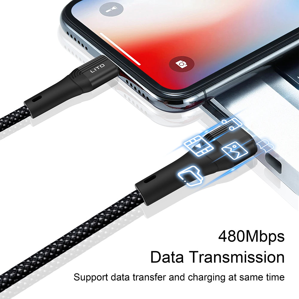 Câble de Données et de Charge USB-C - Lightning Lito LD14CL, 30W, 1m, Noir