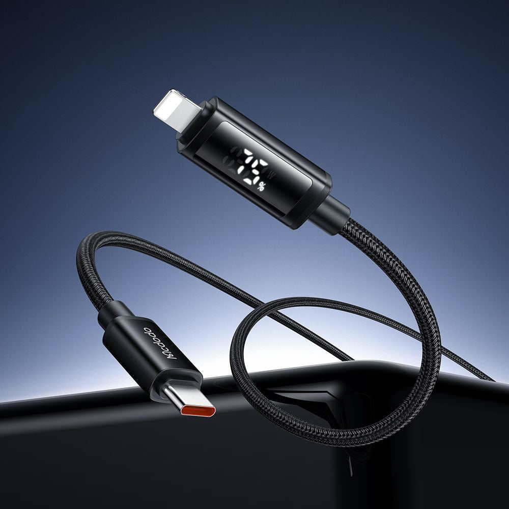 Câble de Données et de Charge USB-C - Lightning McDodo CA-7990 Display, 36W, 1.2m, Noir