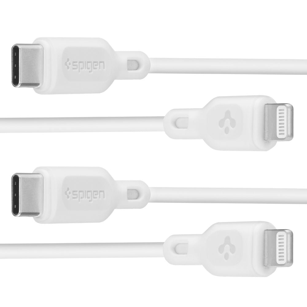 Câble de Données et de Charge USB-C - Lightning Spigen Durasync, 20W, 1m, Blanc, Lot de 2 pièces