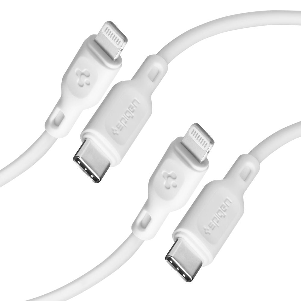 Câble de Données et de Charge USB-C - Lightning Spigen Durasync, 20W, 1m, Blanc, Lot de 2 pièces