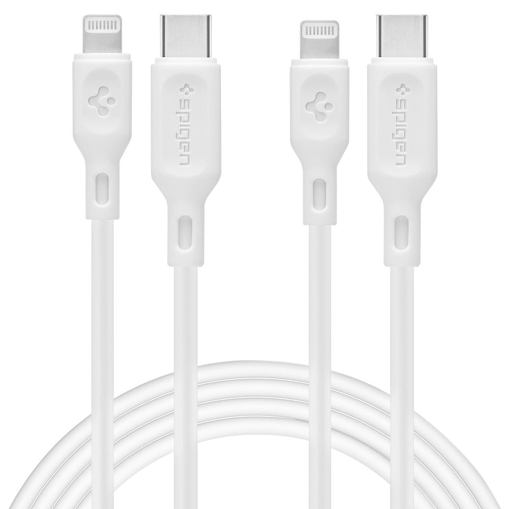 Câble de Données et de Charge USB-C - Lightning Spigen Durasync, 20W, 1m, Blanc, Lot de 2 pièces