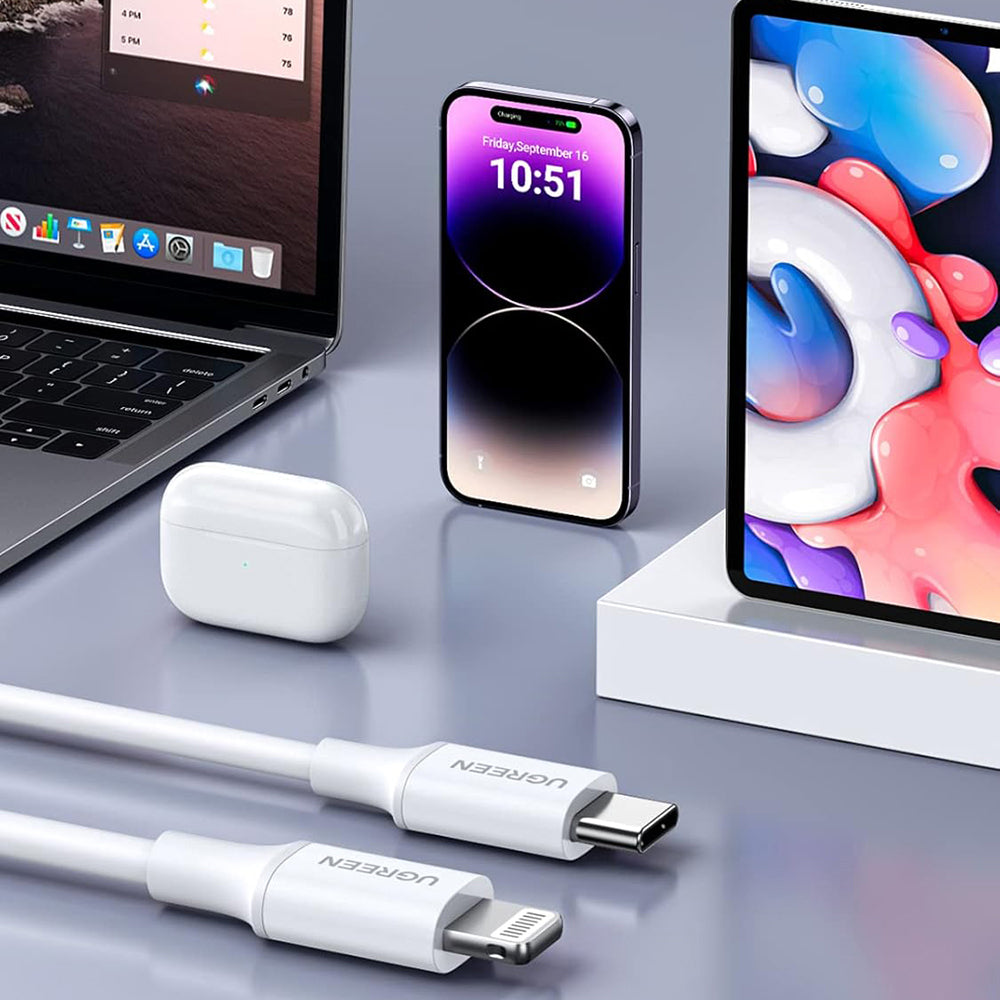 Câble de Données et de Charge USB-C - Lightning UGREEN US171 (10493), 20W, 1m, Blanc