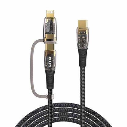 Câble de Données et de Charge USB-C - Lightning / USB-C Lito LD12, 60W, 1.2m, Noir