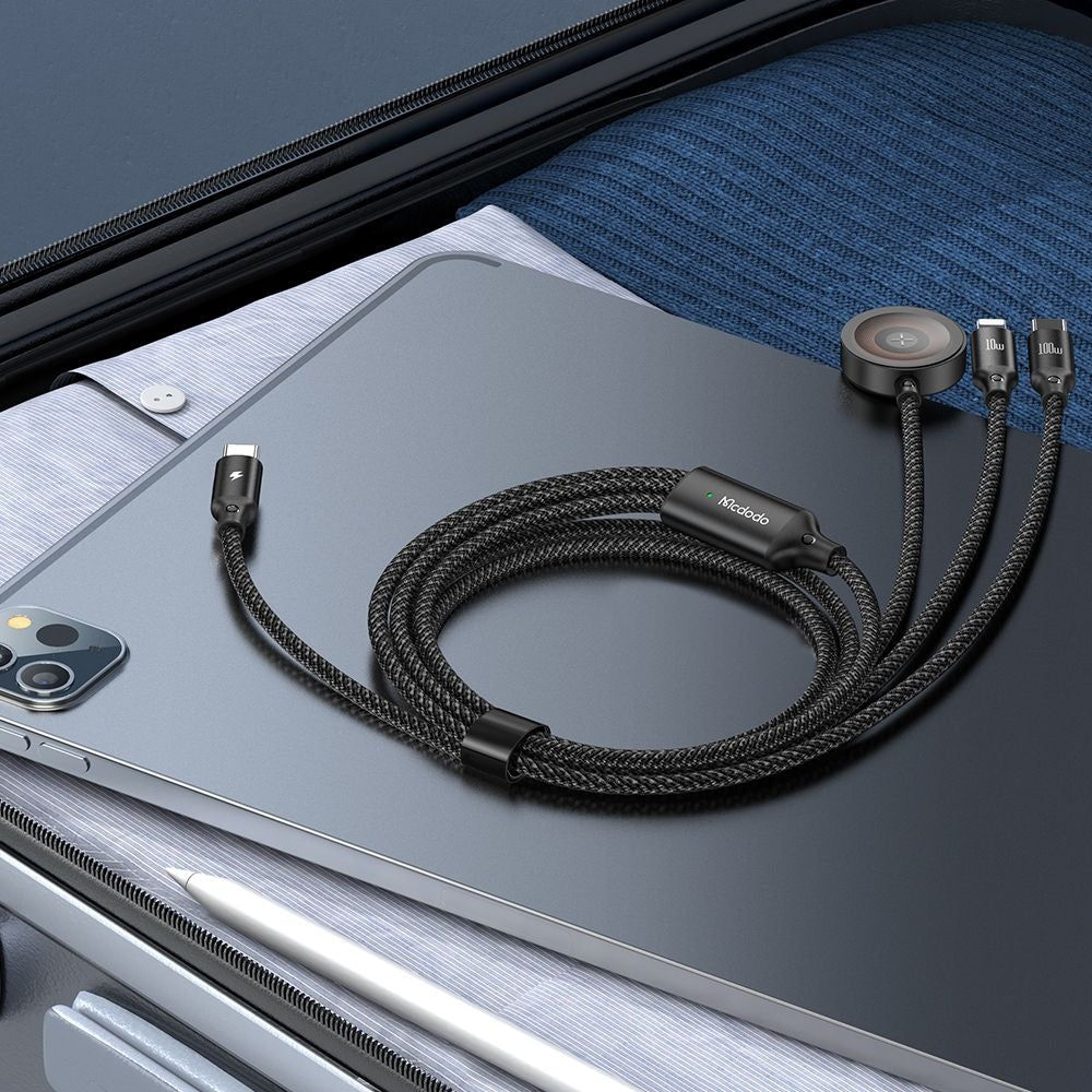 USB-C - Lightning / USB-C / QI McDodo CA-4940 O 3in1 Charging Cable, 100W, 1.2m, Black