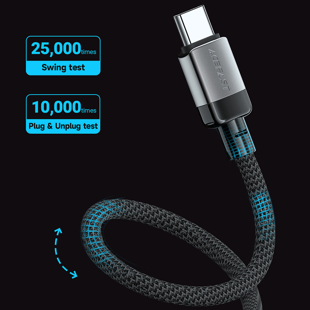 Câble de Données et de Charge USB-C - USB-C Acefast C9-03, 60W, 1.2m, Noir