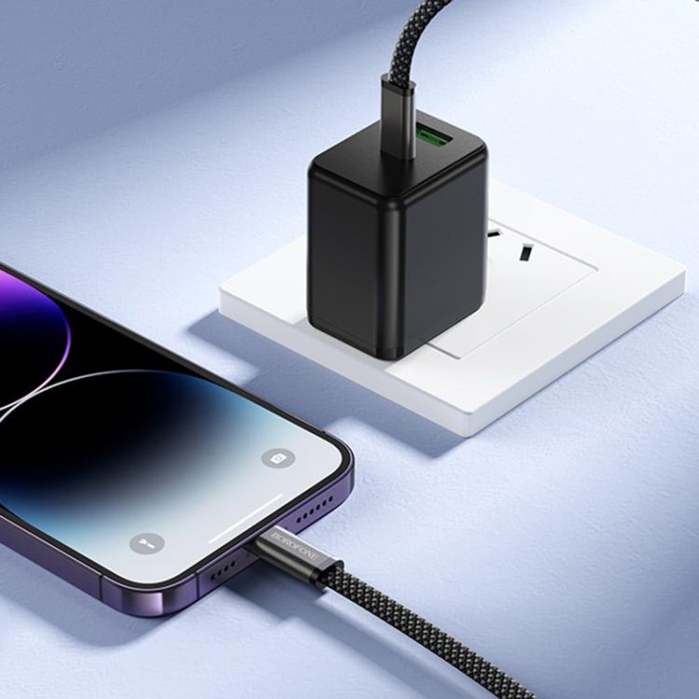 Câble de données et de charge USB-C - USB-C Borofone BX124 Peace, 30W, 1m, Noir