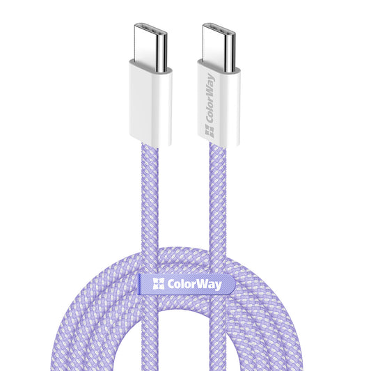 Câble de Données et de Charge USB-C - USB-C ColorWay CW-CBPDCC061, 60W, 1m, Violet