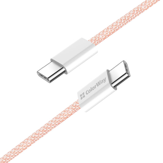 Câble de Données et de Charge USB-C - USB-C ColorWay CW-CBPDCC061, 60W, 1m, Rose