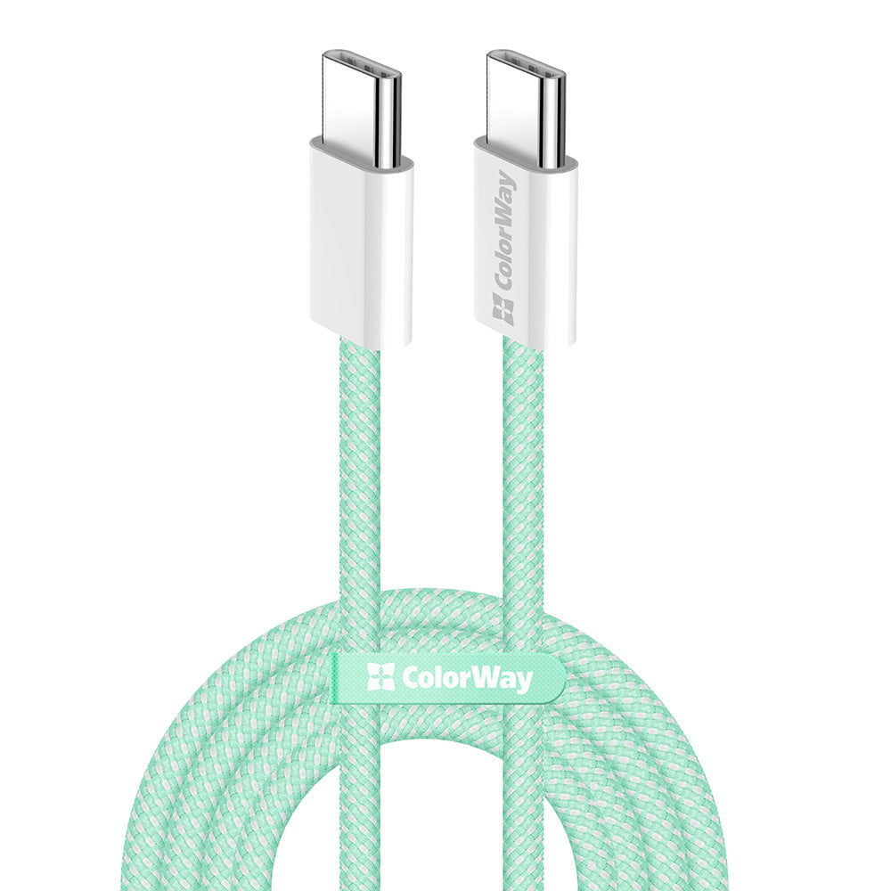 Câble de Données et de Charge USB-C - USB-C ColorWay CW-CBPDCC061, 60W, 1m, Vert