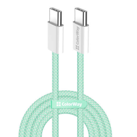 Câble de Données et de Charge USB-C - USB-C ColorWay CW-CBPDCC061, 60W, 1m, Vert