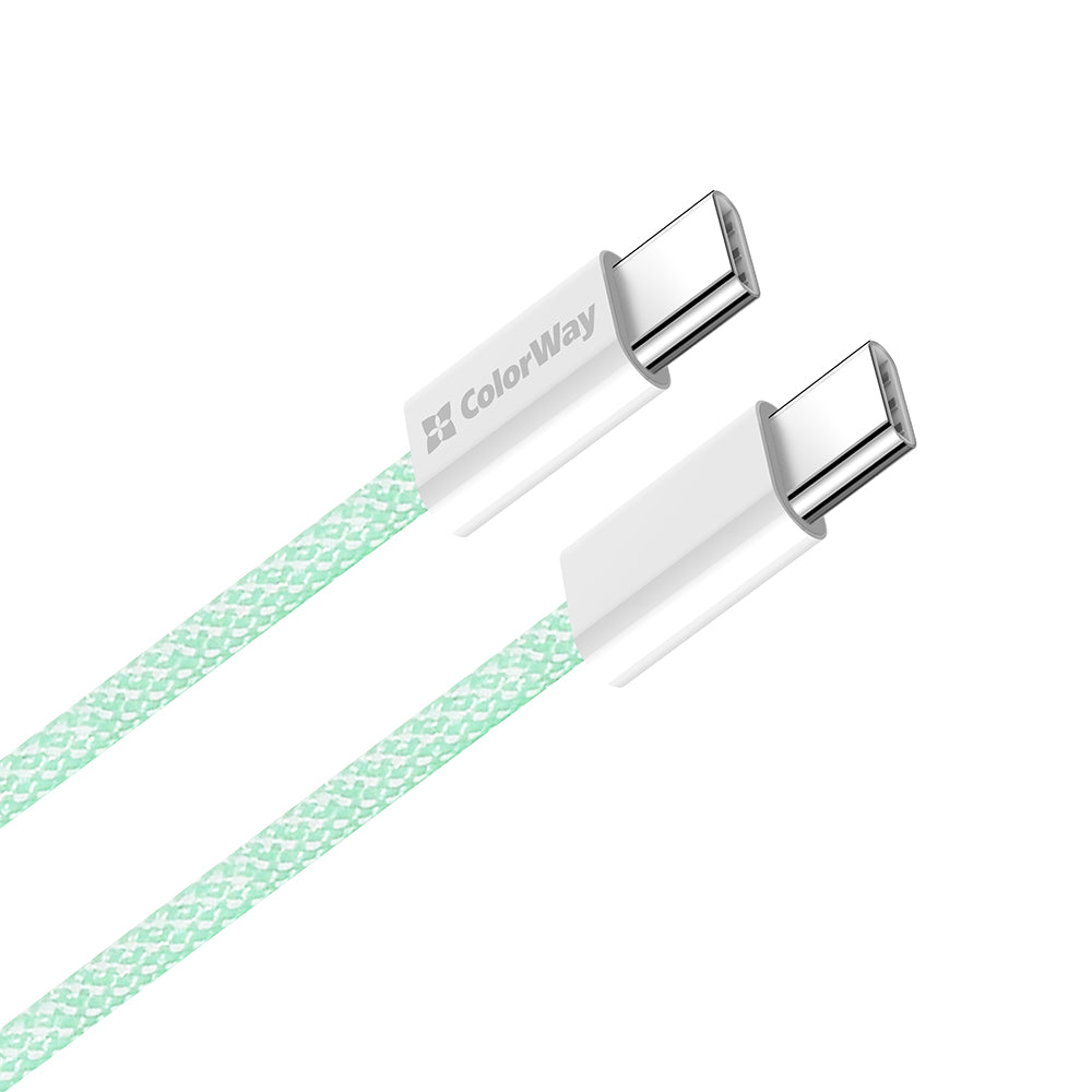Câble de Données et de Charge USB-C - USB-C ColorWay CW-CBPDCC061, 60W, 1m, Vert