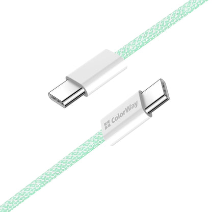 Câble de Données et de Charge USB-C - USB-C ColorWay CW-CBPDCC061, 60W, 1m, Vert