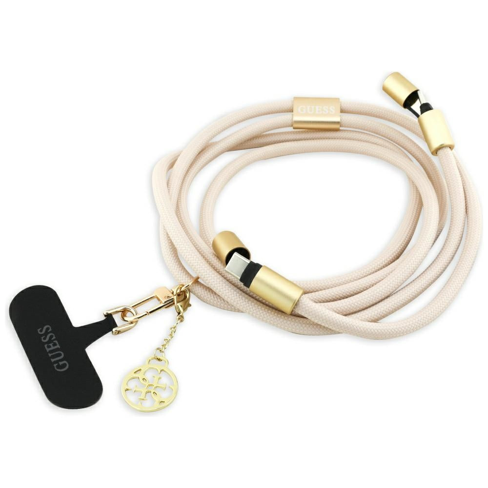 Câble de Données et de Charge USB-C - USB-C Guess CBDY 4G Charm, 100W, 1.5m, Beige