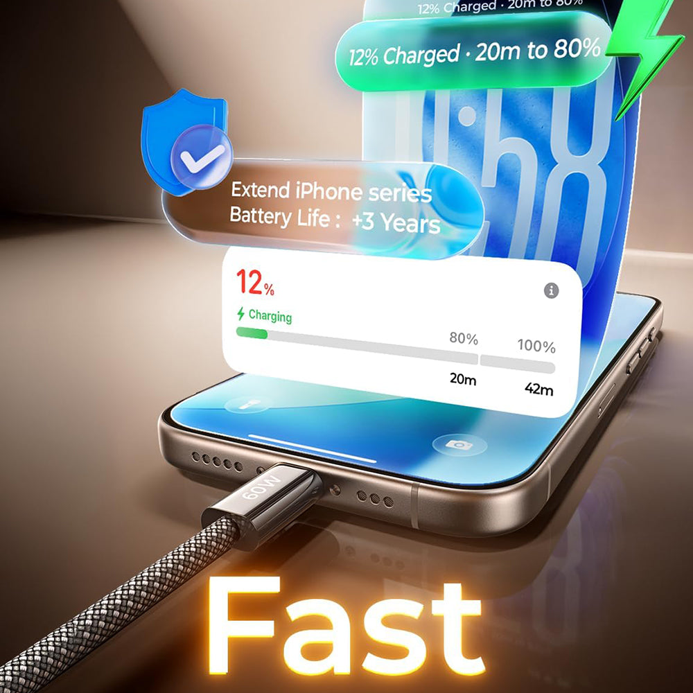 USB-C Data and Charging Cable - USB-C Lisen, 60W, Set of 5 pieces (2 x 1m, 2 x 2m, 1 x 3m), Black YL0123070010