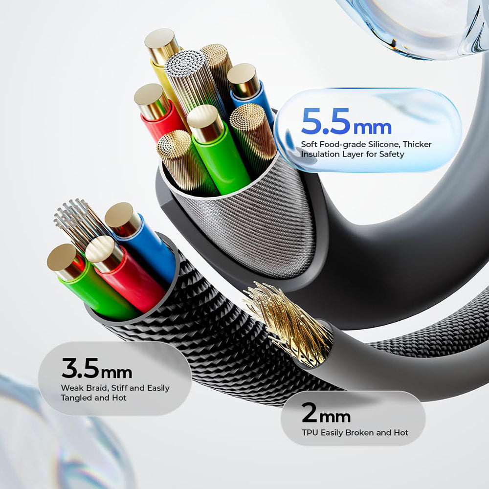 Câble de données et de charge USB-C - USB-C Lisen L115, 100W, 3m, Gris YL0126010031