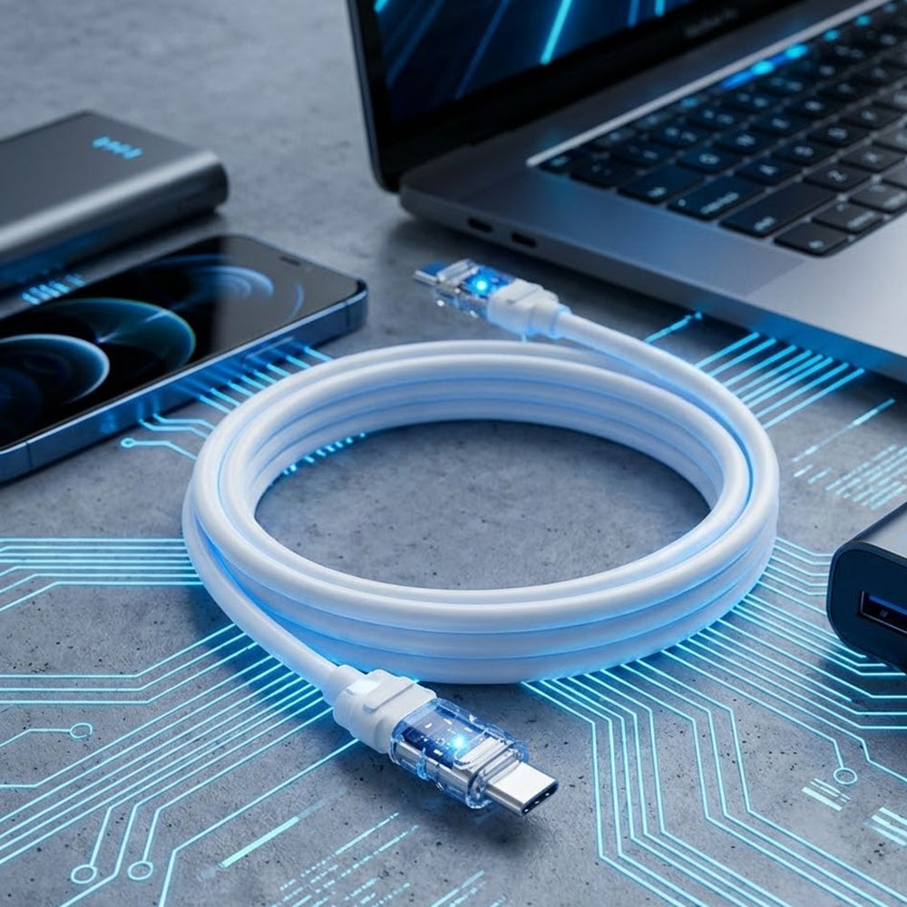 Câble de Données et de Charge USB-C - USB-C Lito LD05, 60W, 1m, Blanc