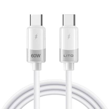 Câble de Données et de Charge USB-C - USB-C Lito LD07, 60W, 1m, Blanc
