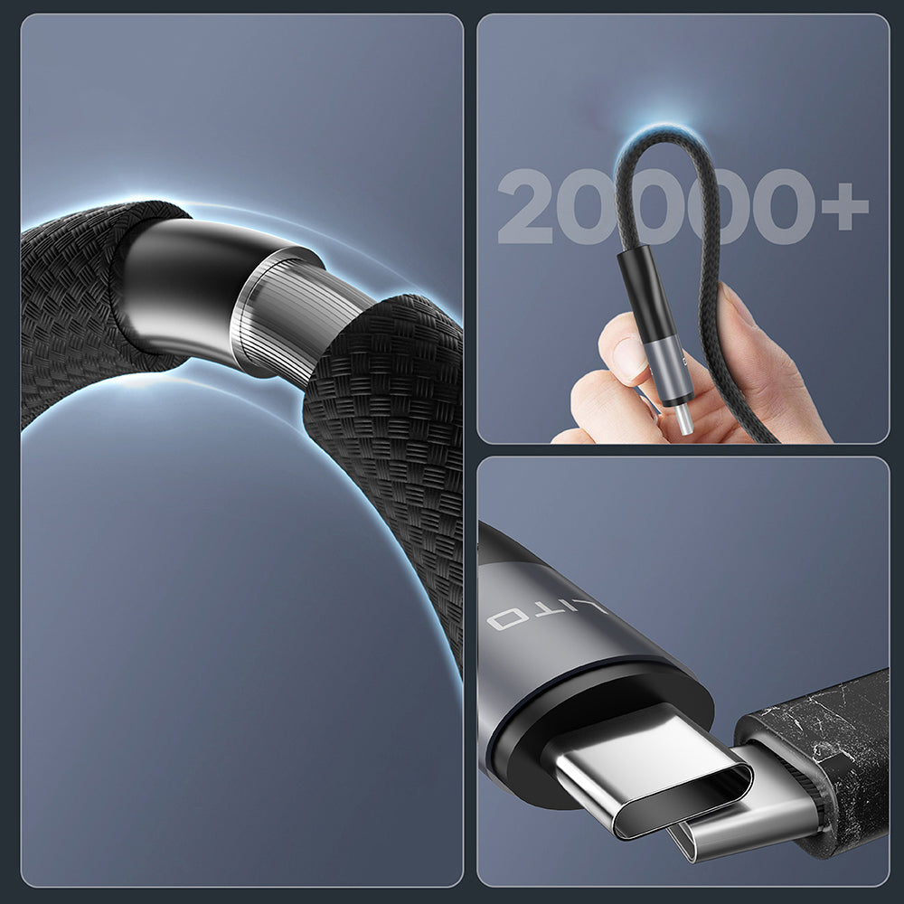 Câble de Données et de Charge USB-C - USB-C Lito LD25CC, 100W, 2m, Gris