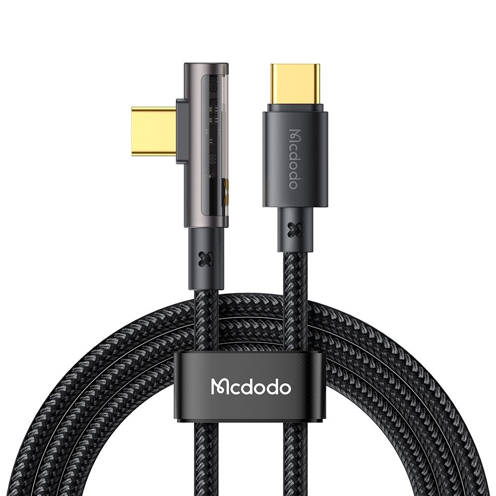 Câble de Données et de Charge USB-C - USB-C McDodo CA-3400 Angled, 100W, 1.2m, Noir