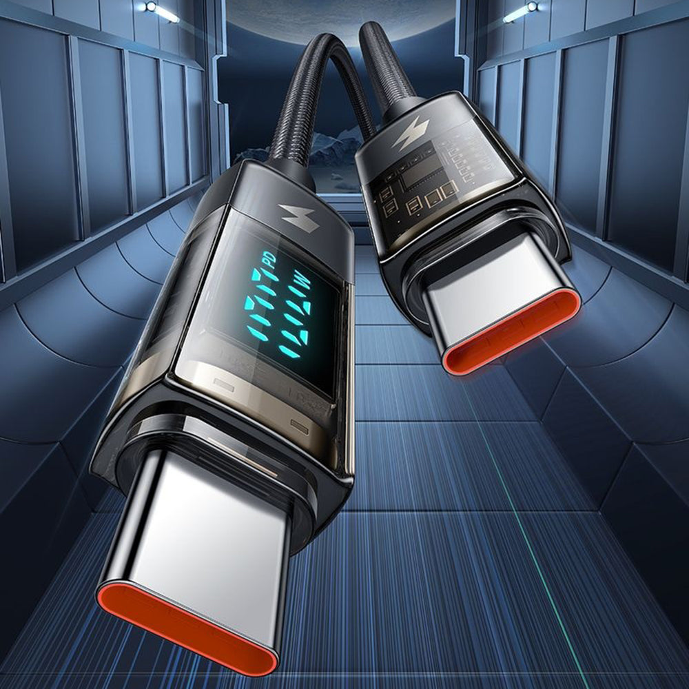 Câble de Données et de Charge USB-C - USB-C McDodo CA-3610 Affichage Auto Power Off, 100W, 1.2m, Noir