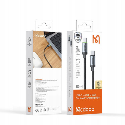 Câble de Données et de Charge USB-C - USB-C McDodo CA-4410, 60W, 1m, Noir