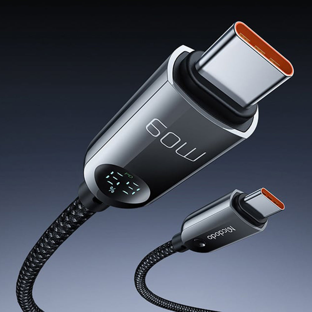Câble de Données et de Charge USB-C - USB-C McDodo CA-4780 Display, 60W, 1.2m, Noir