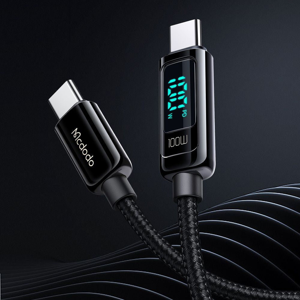 Câble de Données et de Charge USB-C - USB-C McDodo CA-8820 Display, 100W, 1.2m, Noir