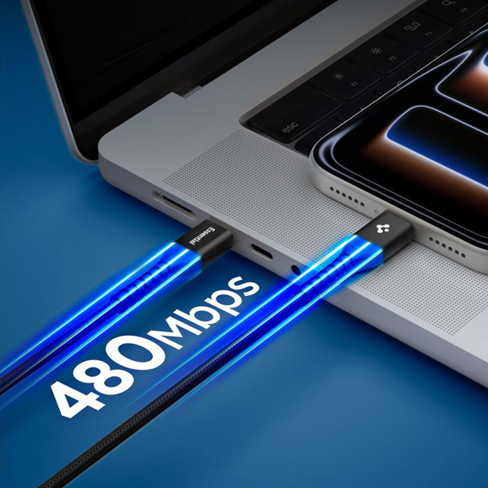 Câble de Données et de Charge USB-C - USB-C Spigen EB10010CCA, 100W, 1m, Noir ACA11103