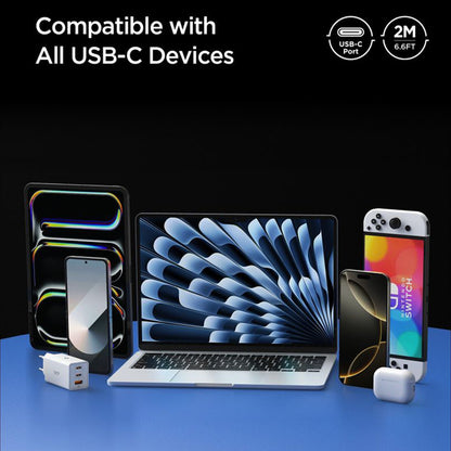 Câble de Données et de Charge USB-C - USB-C Spigen EB10020CC, 100W, 2m, Blanc