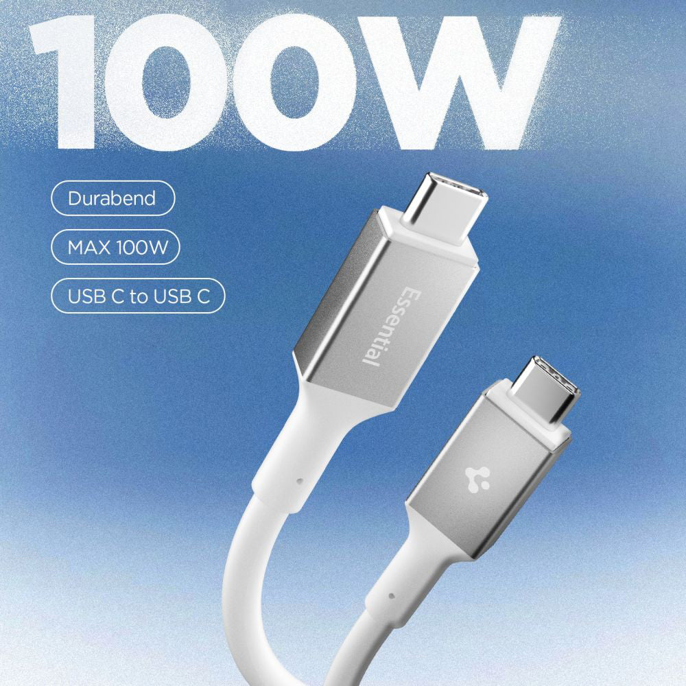 Câble de Données et de Charge USB-C - USB-C Spigen EB10020CC, 100W, 2m, Blanc