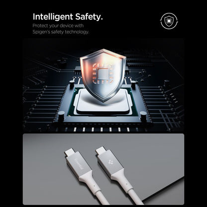 Câble de Données et de Charge USB-C - USB-C Spigen EB24012CC, 240W, 1.2m, Blanc
