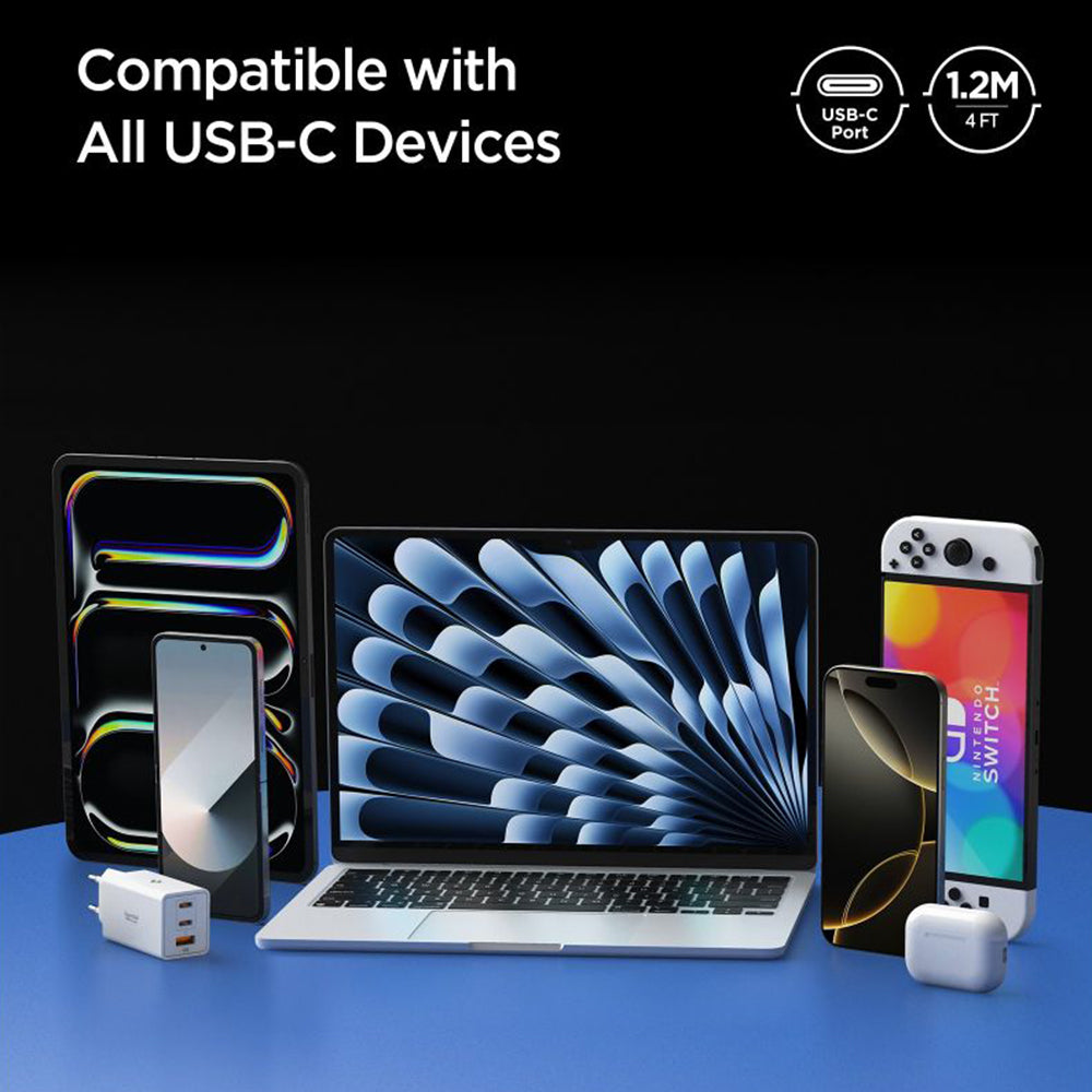 Câble de Données et de Charge USB-C - USB-C Spigen EB24012CC, 240W, 1.2m, Blanc